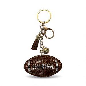 Sparkly Crystal Rhinestone Football Bag Charm Keychain